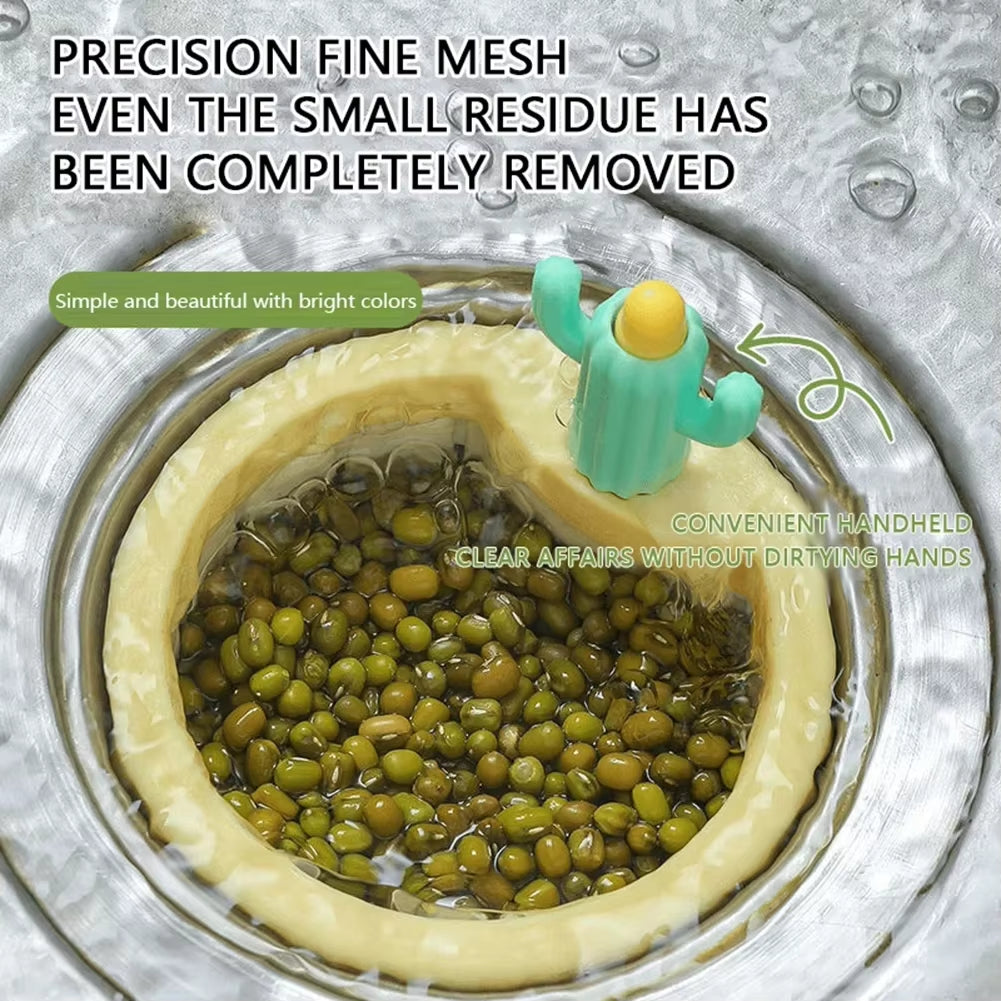 1/2 Pcs Cactus Shaped Kitchen Sink Drain Strainer Soft Filter Trap Food Slag Remover with Handy Handle Kitchen Accessory