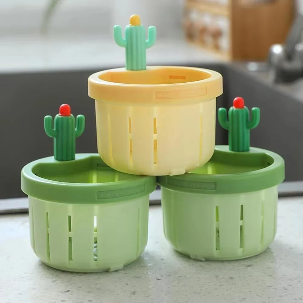 1/2 Pcs Cactus Shaped Kitchen Sink Drain Strainer Soft Filter Trap Food Slag Remover with Handy Handle Kitchen Accessory